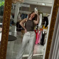 Calça Morena Rosa Reta Detalhe Elástico - imagem 1