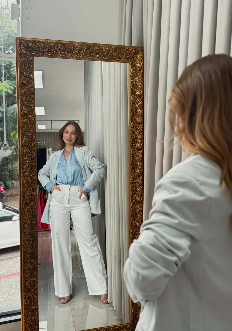 Blazer Alongado Em Crepe Cinza