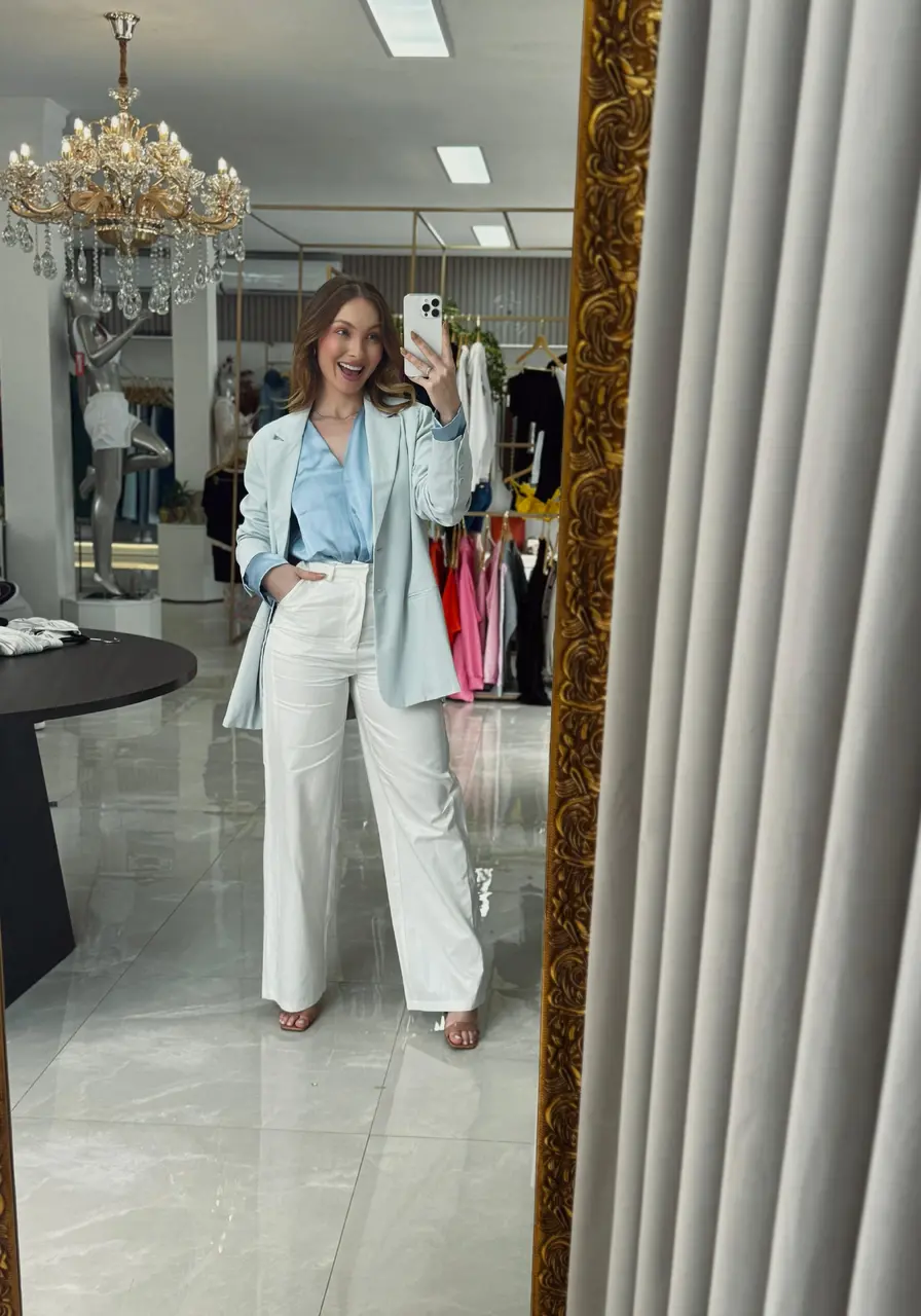 Blazer Alongado Em Crepe Cinza