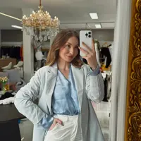 Blazer Alongado Em Crepe Cinza - imagem 1