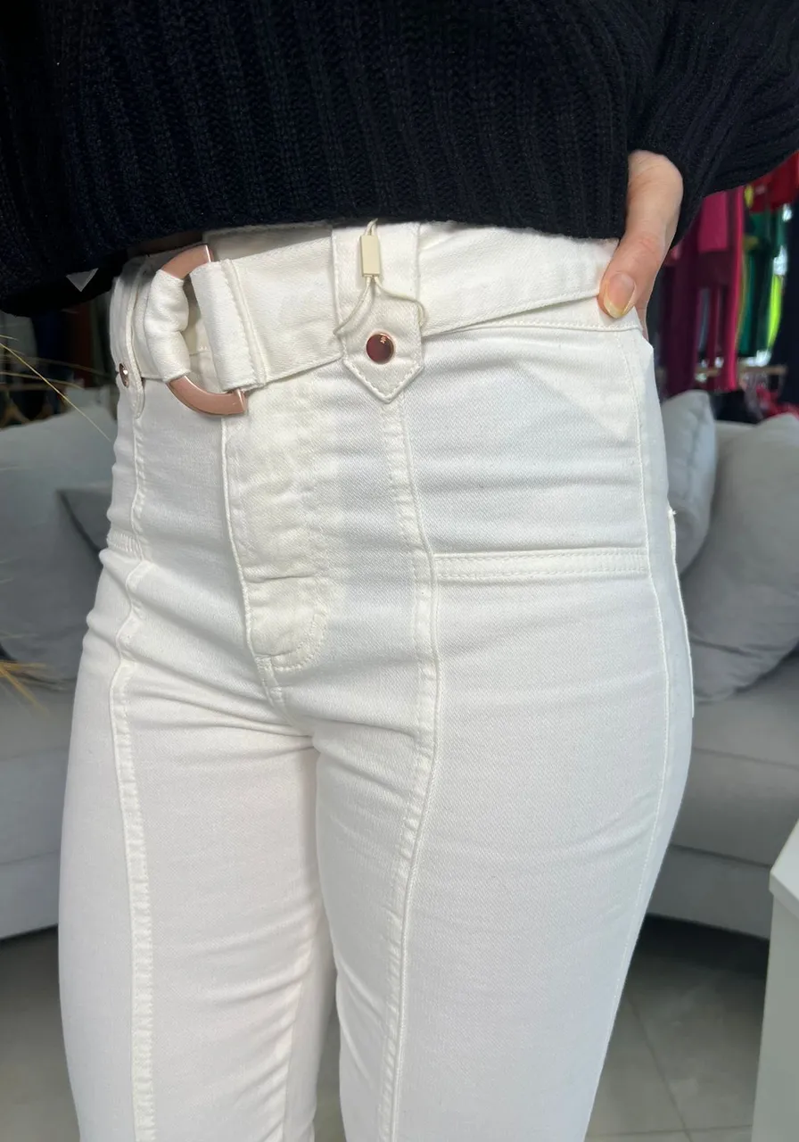 Calça Skinny Isabelli Cós Alto Off White
