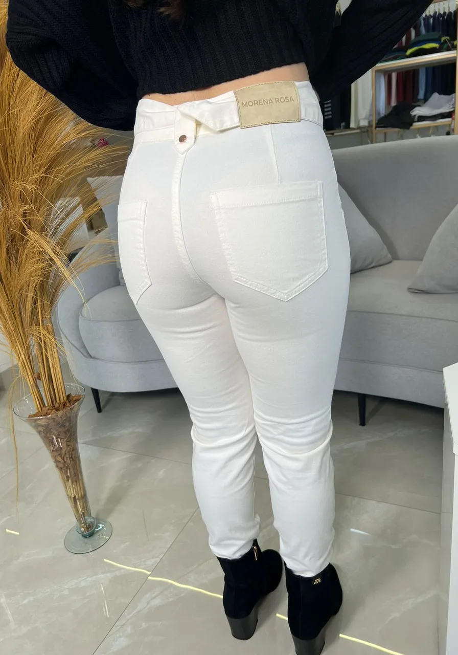 Calça Skinny Isabelli Cós Alto Off White