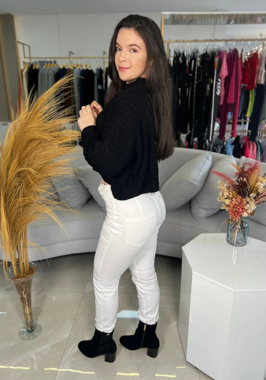 Calça Skinny Isabelli Cós Alto Off White