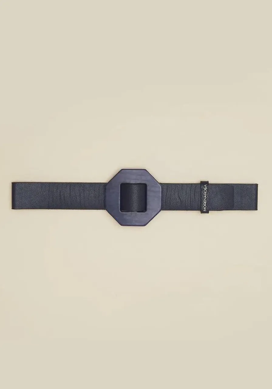 Cinto Morena Rosa Médio Detalhe Fivela Azul