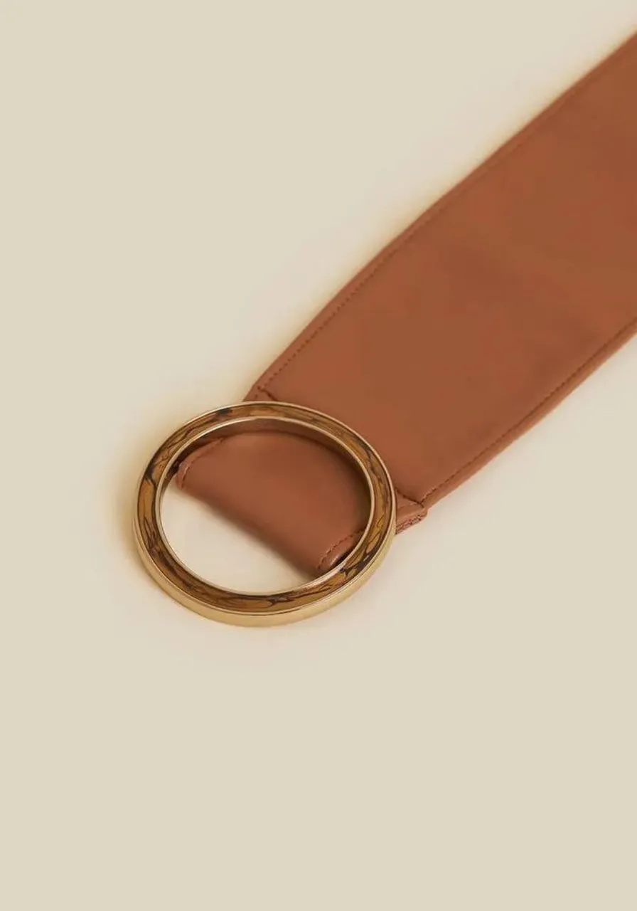 Cinto Morena Rosa Largo Fivela Resinada Marrom