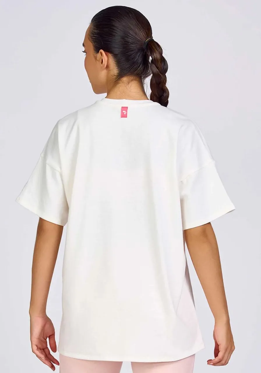T-shirt Malha Confort Arenito Oversized Off White