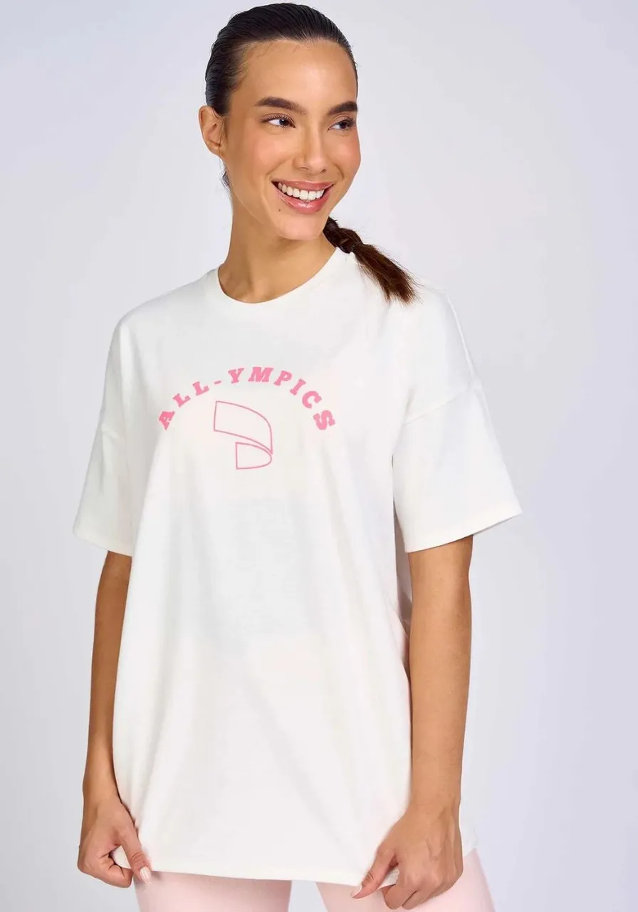 T-shirt Malha Confort Arenito Oversized Off White