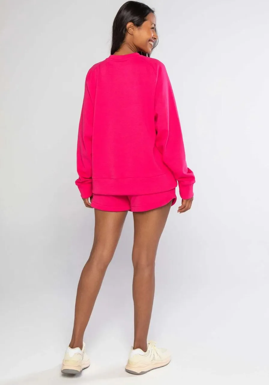 Blusa Moletom Com Bolsos Laterais Rosa
