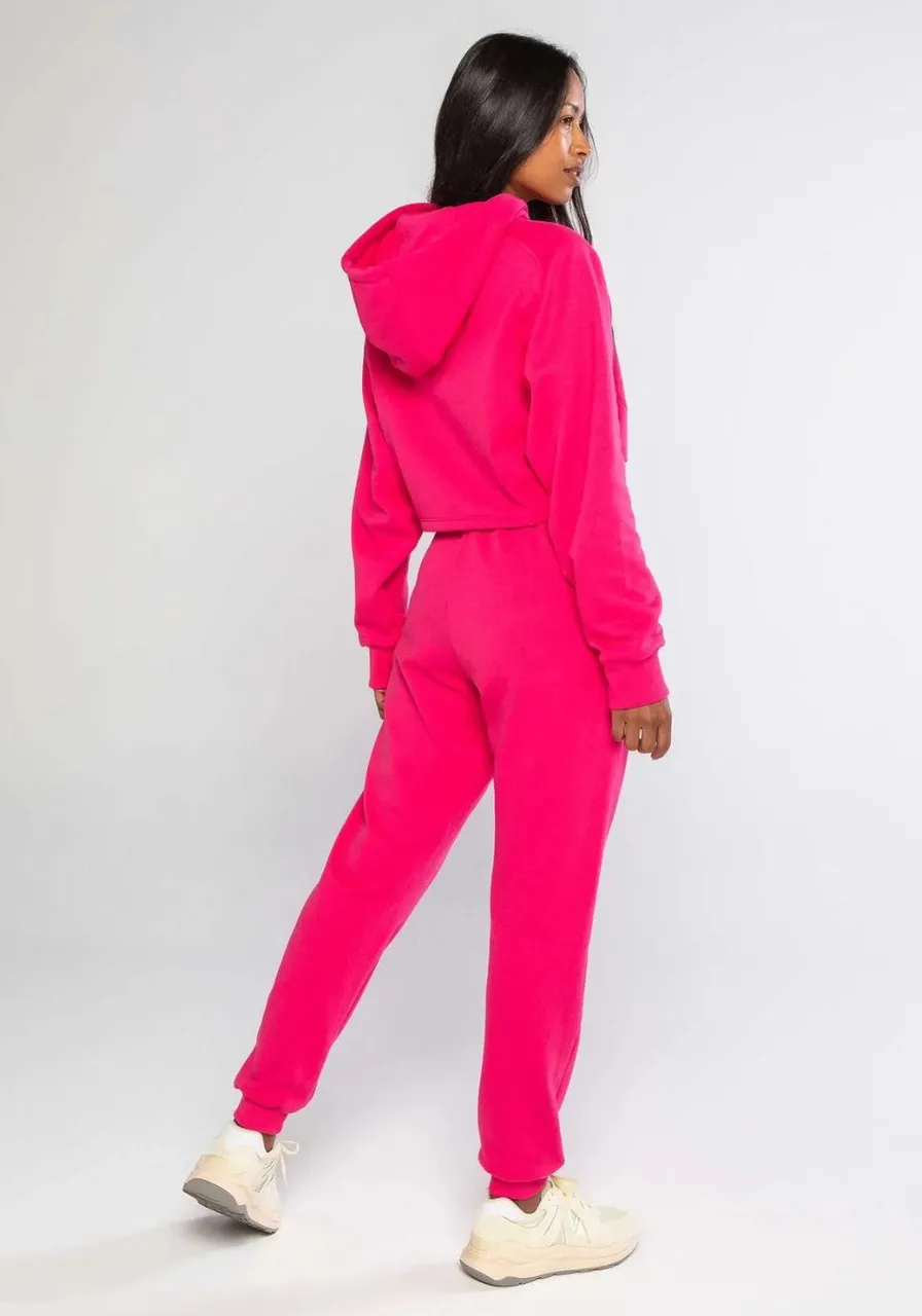 Calça Moletom Com Nervura na Lateral Rosa