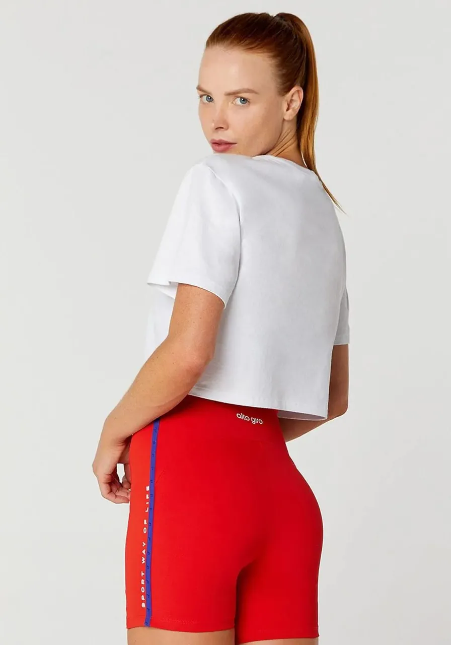 T-shirt Cropped De Algodão Alto Giro