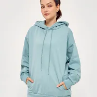 Blusa Moletom Com Capuz Cinza Azulado - imagem 2