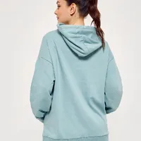 Blusa Moletom Com Capuz Cinza Azulado - imagem 3