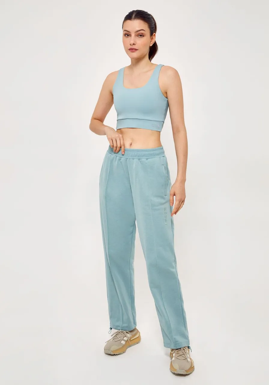 Calça Moletom Barra Reta Cinza Azulado