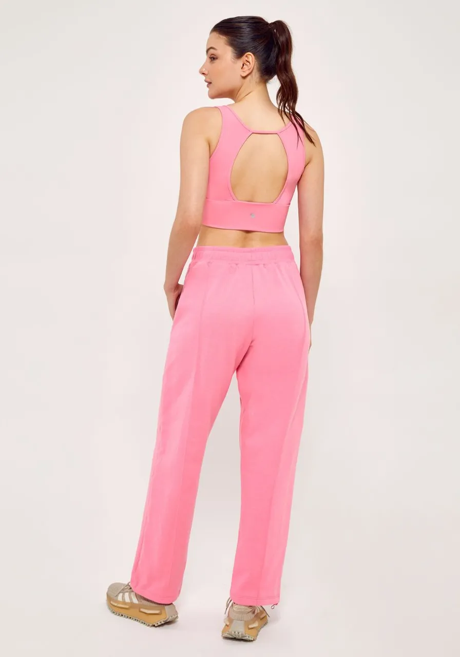 Calça Moletom Barra Reta Rosa Barbie