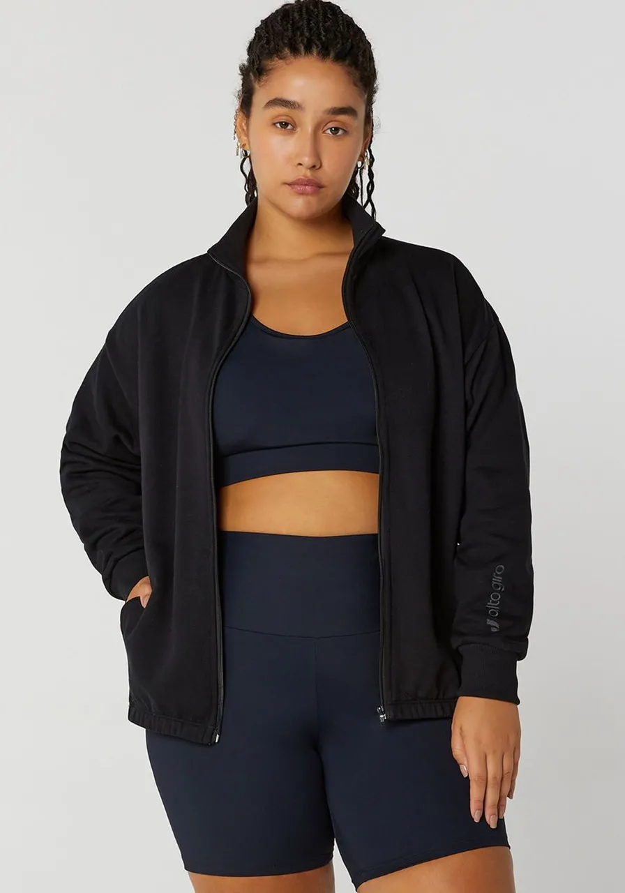 Jaqueta Moletom Com Zíper Preto