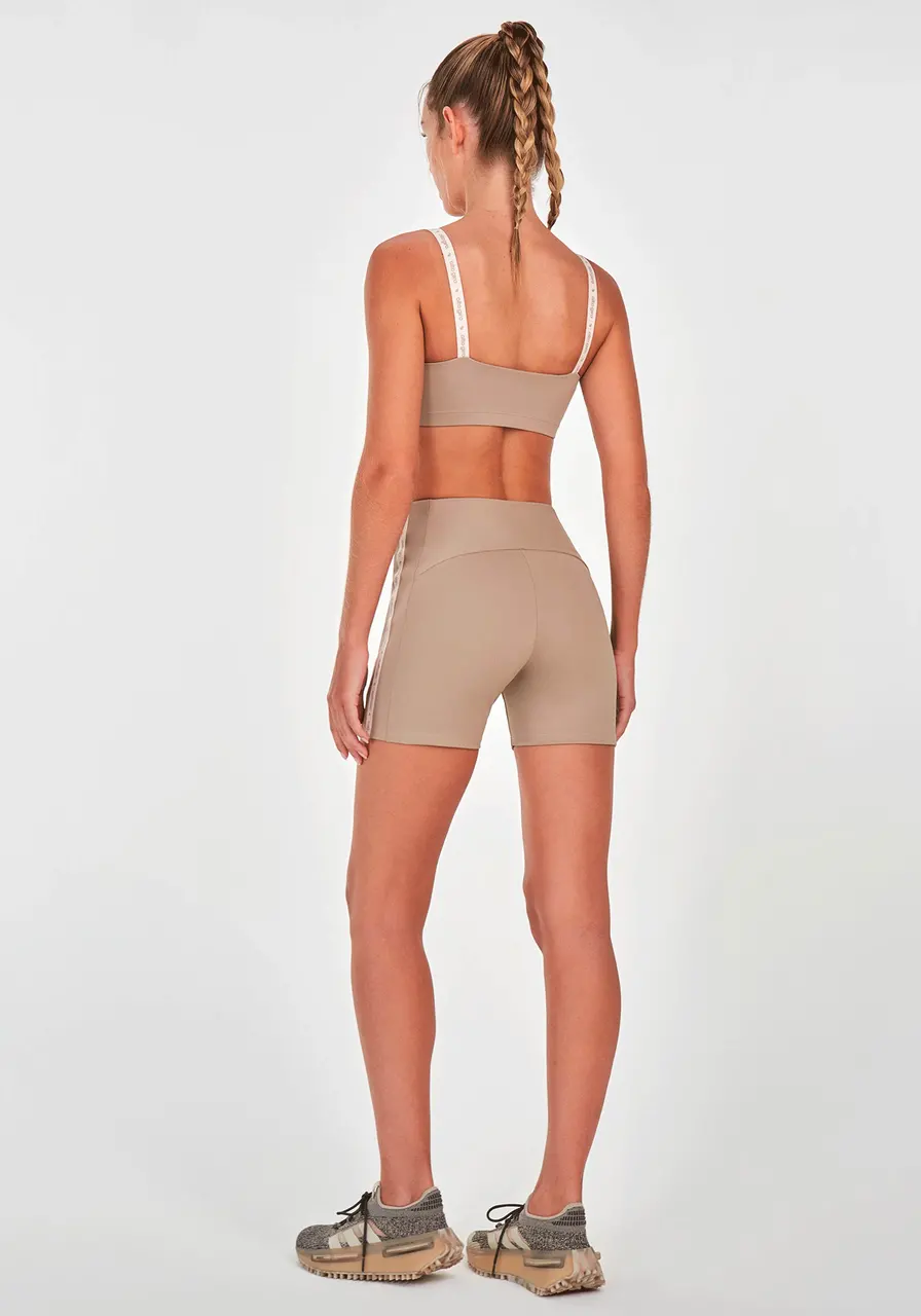 Bermuda Elástico Personalizado Alto Giro Bege