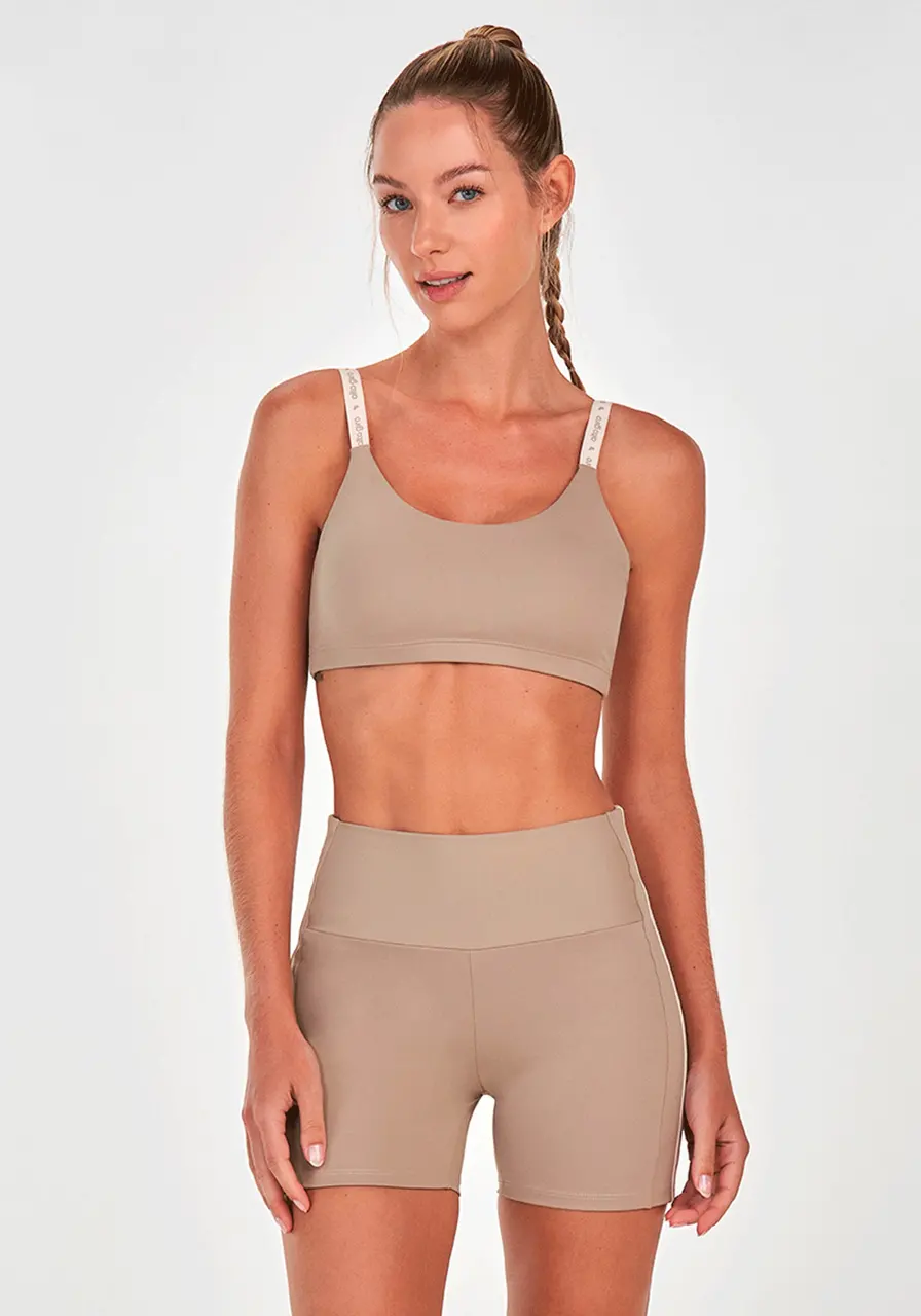 Bermuda Elástico Personalizado Alto Giro Bege