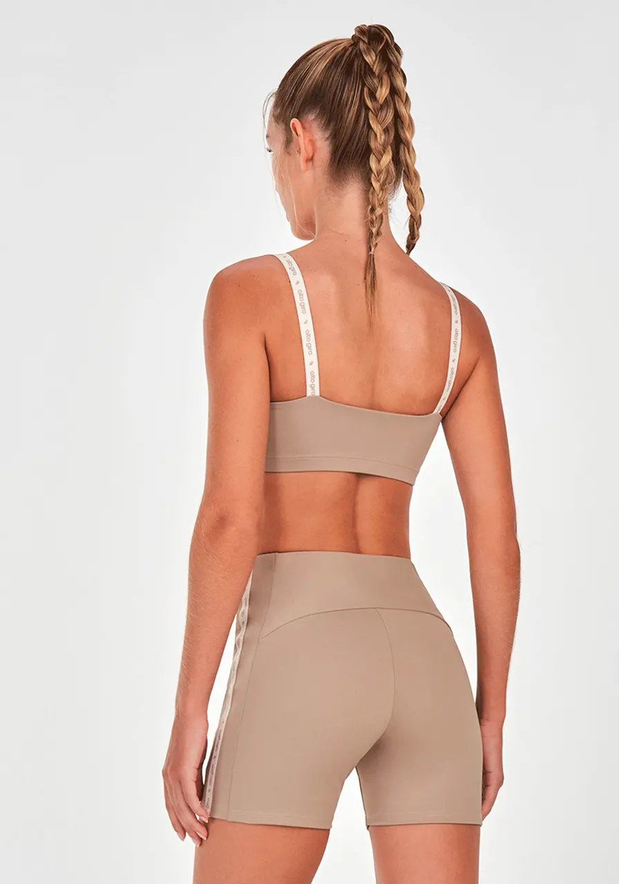 Bermuda Elástico Personalizado Alto Giro Bege