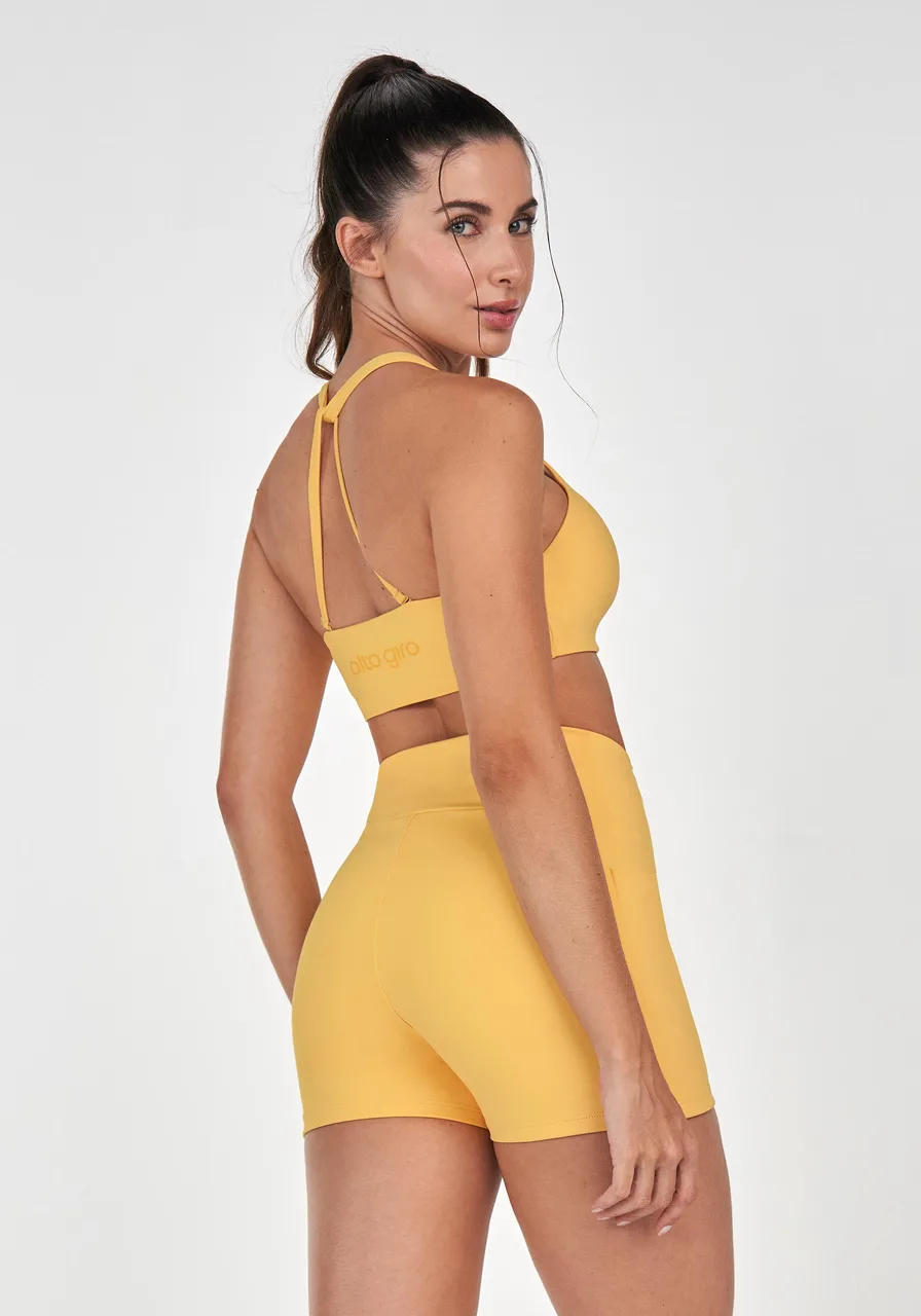 Top Frente Unica Alto Giro Amarelo