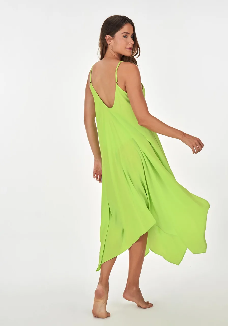 Vestido Geométrico Amplo Alto Giro Verde