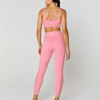 Legging 7/8 Bolsos e Recortes De Tule Rosa - imagem 2