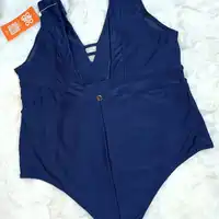 Maiô Plus Size Decote V Azul Marinho Alto Giro Ref 16238 - imagem 1