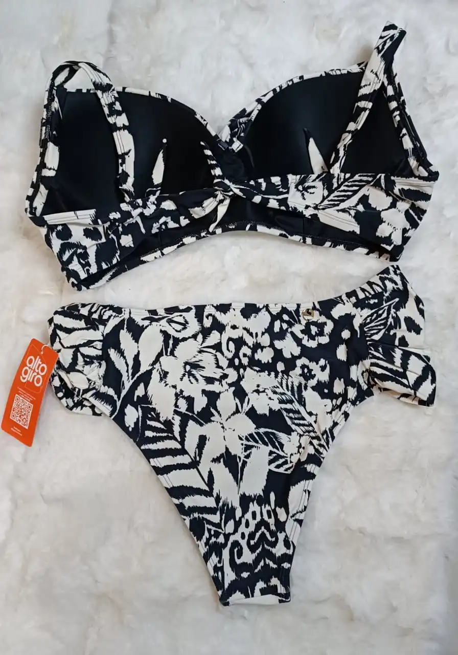 Biquíni Plus Size Transpassado Estampado Ikat Alto Giro Ref 15813
