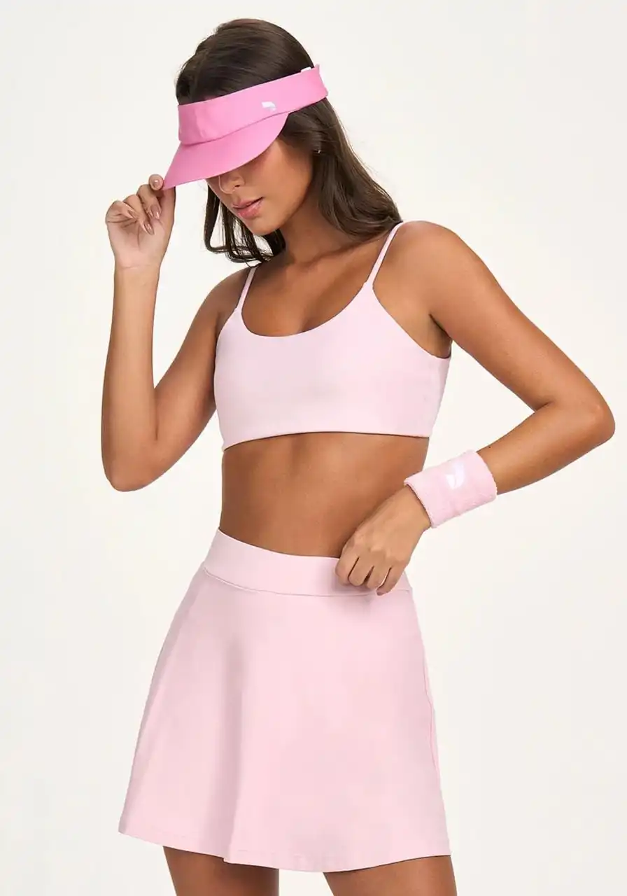 Saia-shorts Eterna Sobreposta Evase Alto Giro Rosa Ref 13805