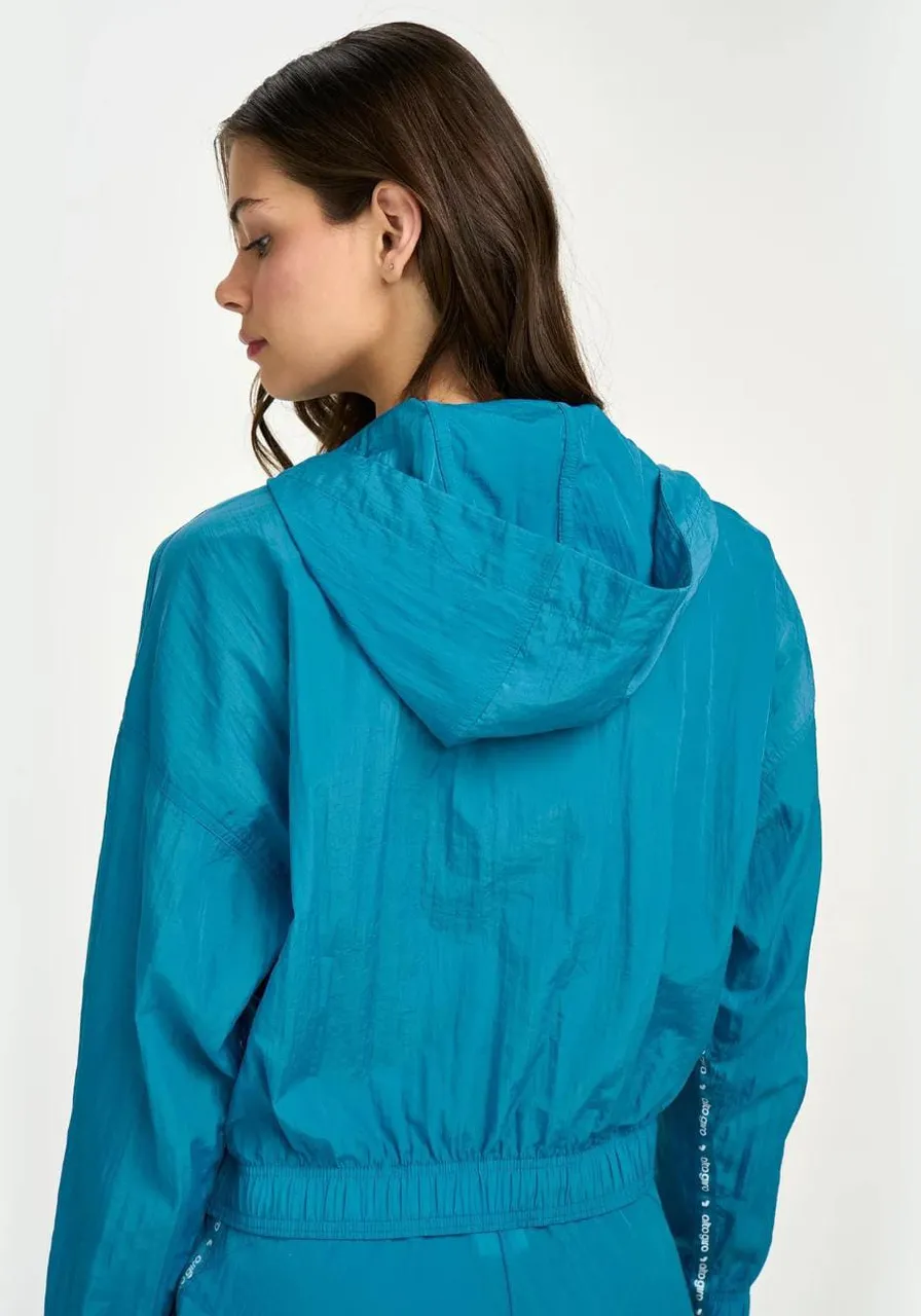 Jaqueta Cropped Alto Giro com Fita Personalizada Azul Ref:13895