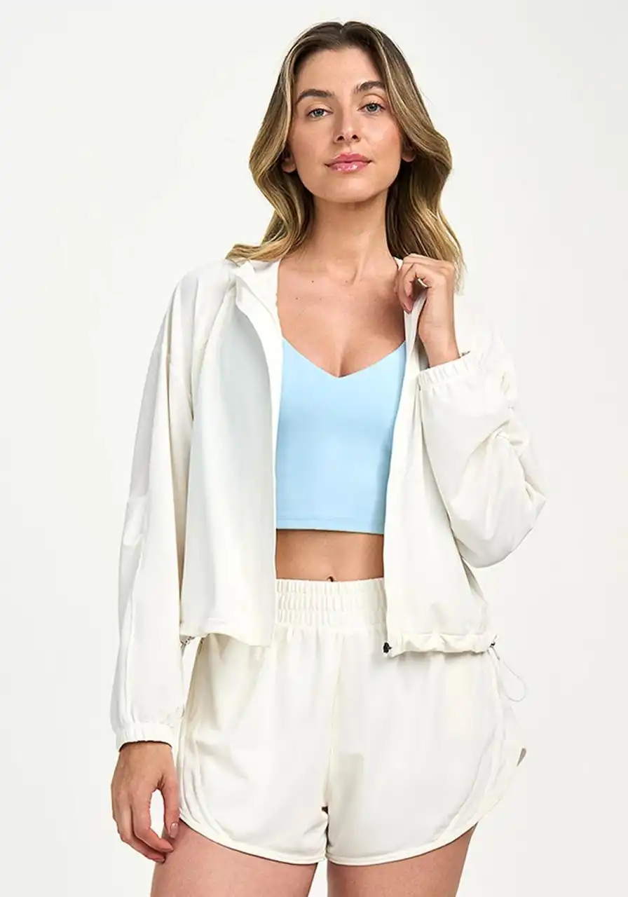 Jaqueta Sport Com Capuz Alto Giro Branco Ref 13885