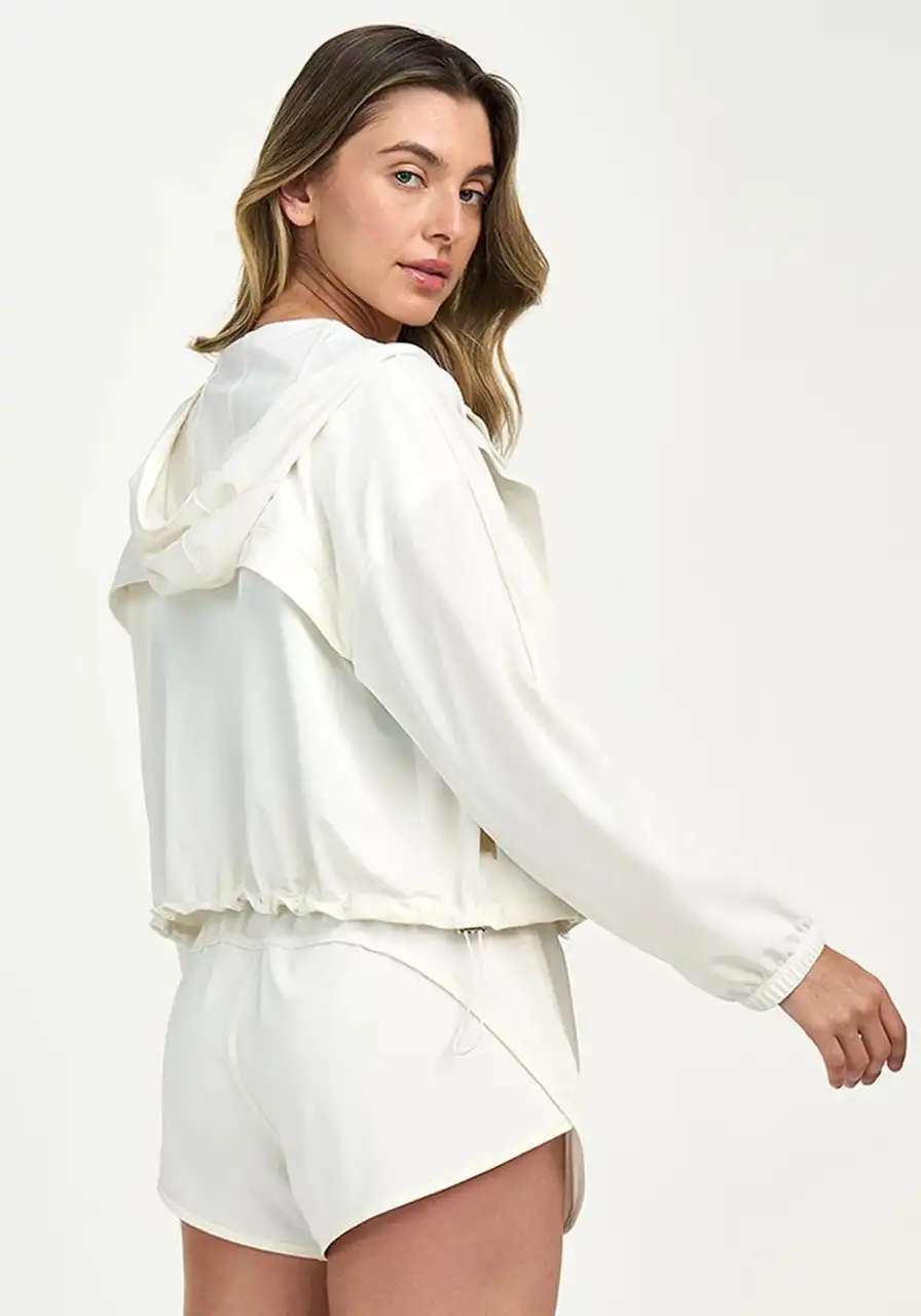 Jaqueta Sport Com Capuz Alto Giro Branco Ref 13885