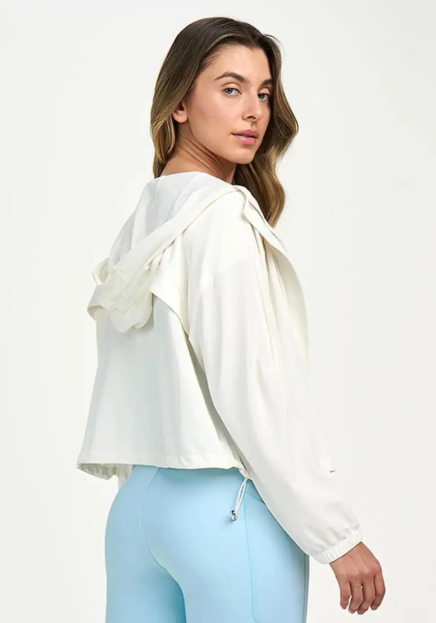 Jaqueta Sport Com Capuz Alto Giro Branco Ref 13885