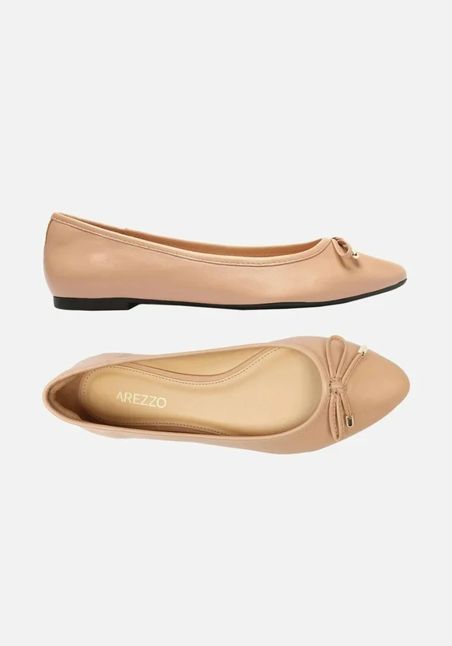 Sapatilha Nude Fechada Salto Rasteiro Arezzo Ref 13339