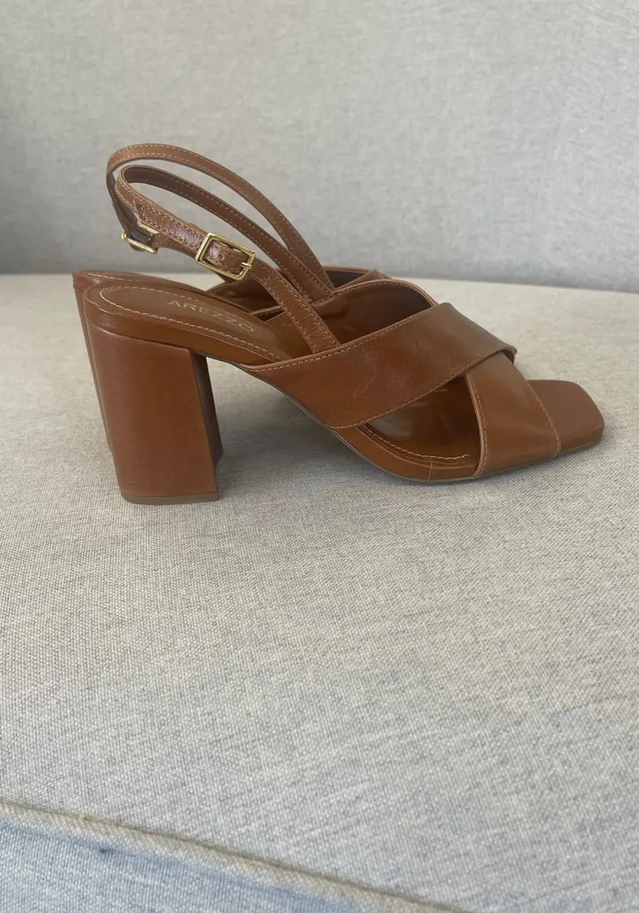 Sandália Salto Alto Couro Arezzo Ref 14603