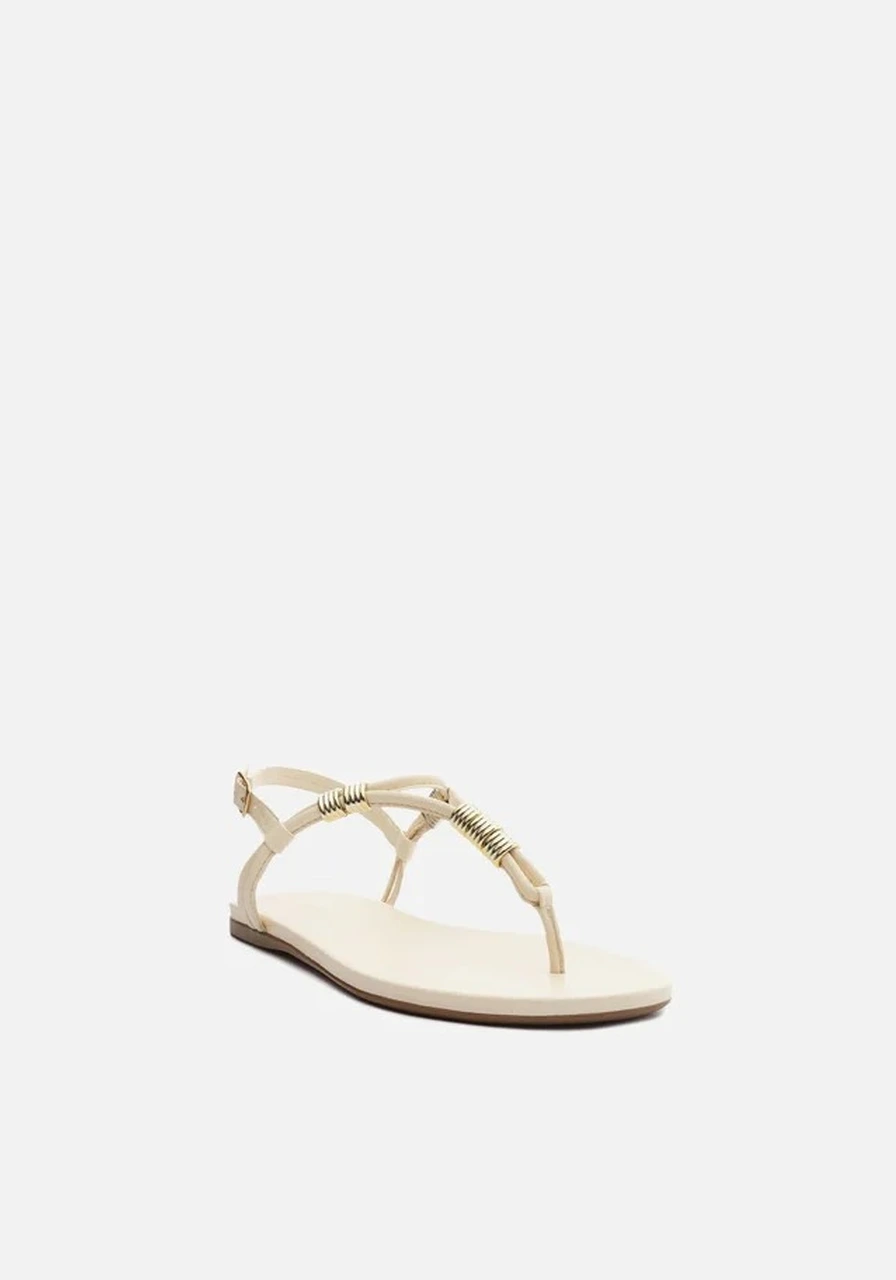 Sandália Salto Rasteiro Sintético Arezzo Ref 13969  