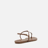 Sandália Salto Rasteiro Marrom Sintético Arezzo Ref 13969 - imagem 2