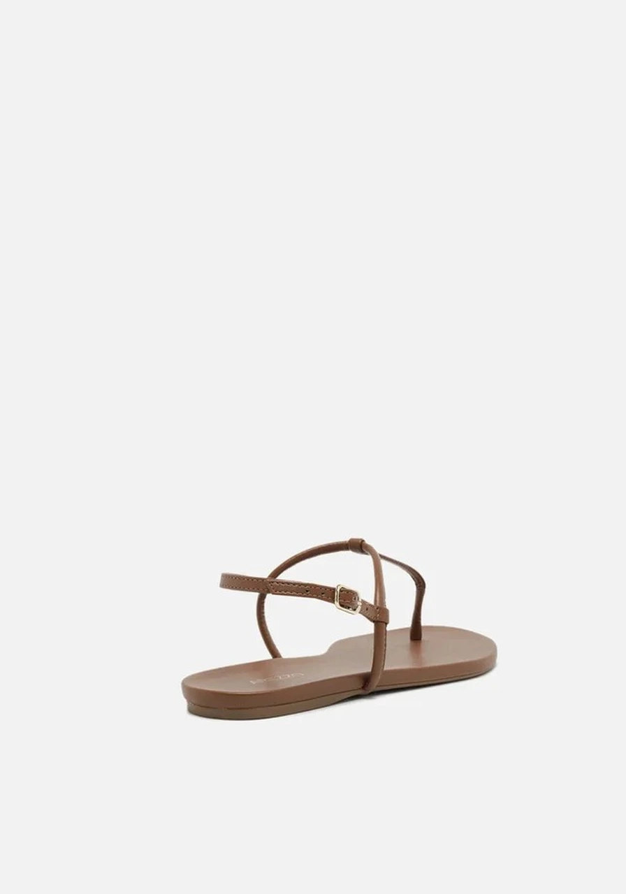 Sandália Salto Rasteiro Marrom Sintético Arezzo Ref 13969