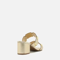 Sandália Salto Médio Dourada Couros Arezzo Ref 13848 - imagem 2