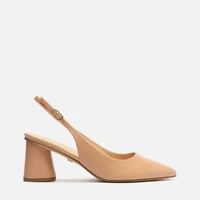 Scarpin Arezzo Nude Couro Salto Geométrico Slingback - imagem 4