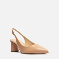 Scarpin Arezzo Nude Couro Salto Geométrico Slingback - imagem 3