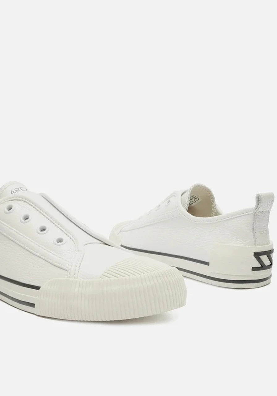 Tênis Slip On Branco Couro Elástico Arezzo Ref 15123