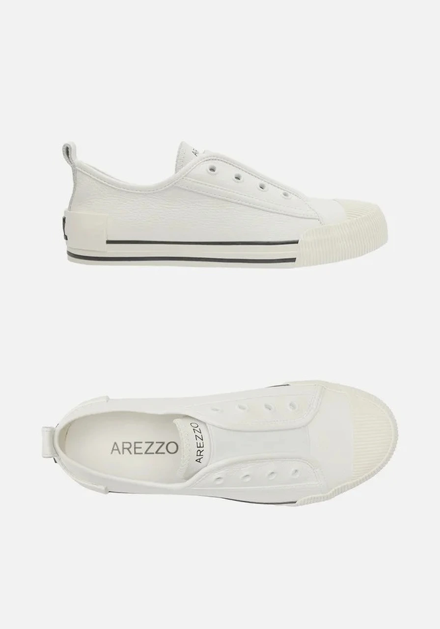 Tênis Slip On Branco Couro Elástico Arezzo Ref 15123