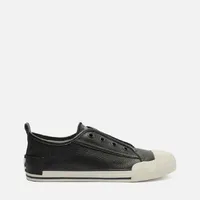 Tênis Slip On Preto Couro Elástico Arezzo Ref 15126 - imagem 1