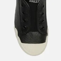 Tênis Slip On Preto Couro Elástico Arezzo Ref 15126 - imagem 5