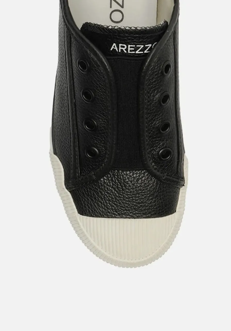 Tênis Slip On Preto Couro Elástico Arezzo Ref 15126