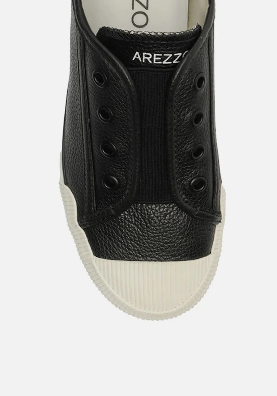 Tênis Slip On Preto Couro Elástico Arezzo Ref 15126