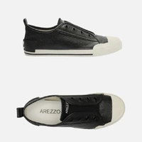 Tênis Slip On Preto Couro Elástico Arezzo Ref 15126 - imagem 6