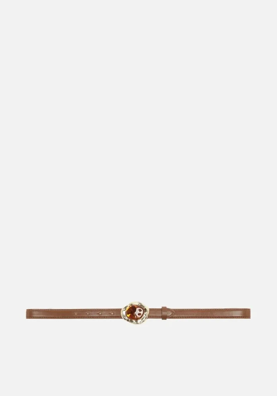 Cinto Caramelo Couro Fino Pedra Maxi Arezzo Ref 15026