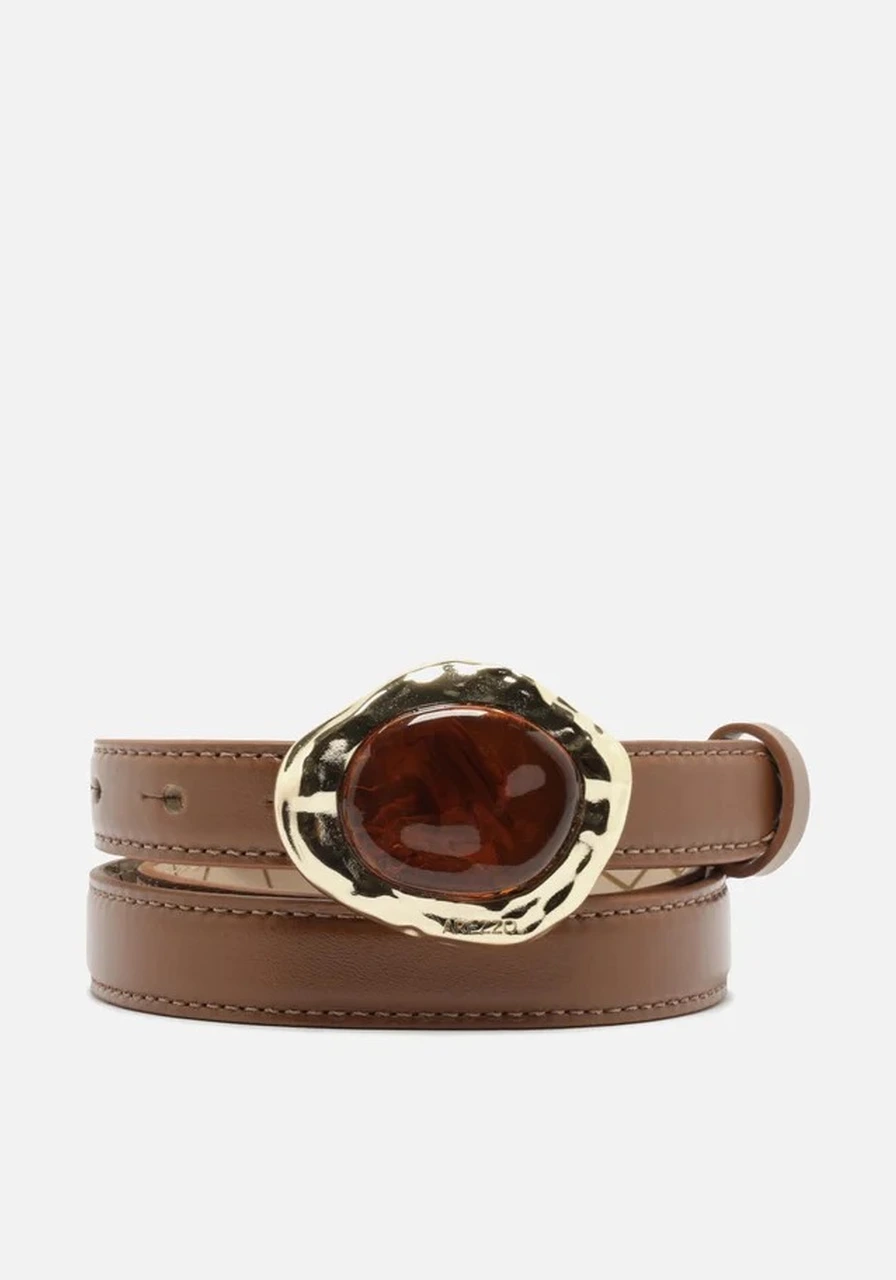 Cinto Caramelo Couro Fino Pedra Maxi Arezzo Ref 15026