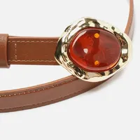 Cinto Caramelo Couro Fino Pedra Maxi Arezzo Ref 15026 - imagem 3